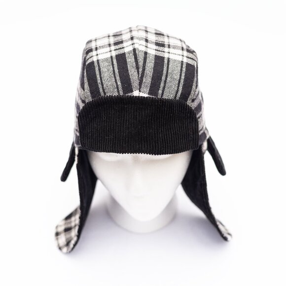 Boys Upcycled Vintage Wool Aviator Hat Trapper Hat Lined with Corduroy - Picture 1 of 6